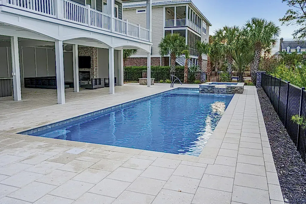 Lux Project 7 custom pool and spa with waterfall